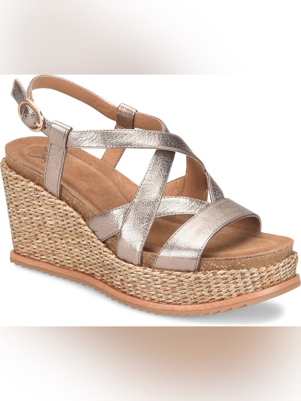Sofft Devyn - Metallic Wedge Espadrille Sandals 8.5